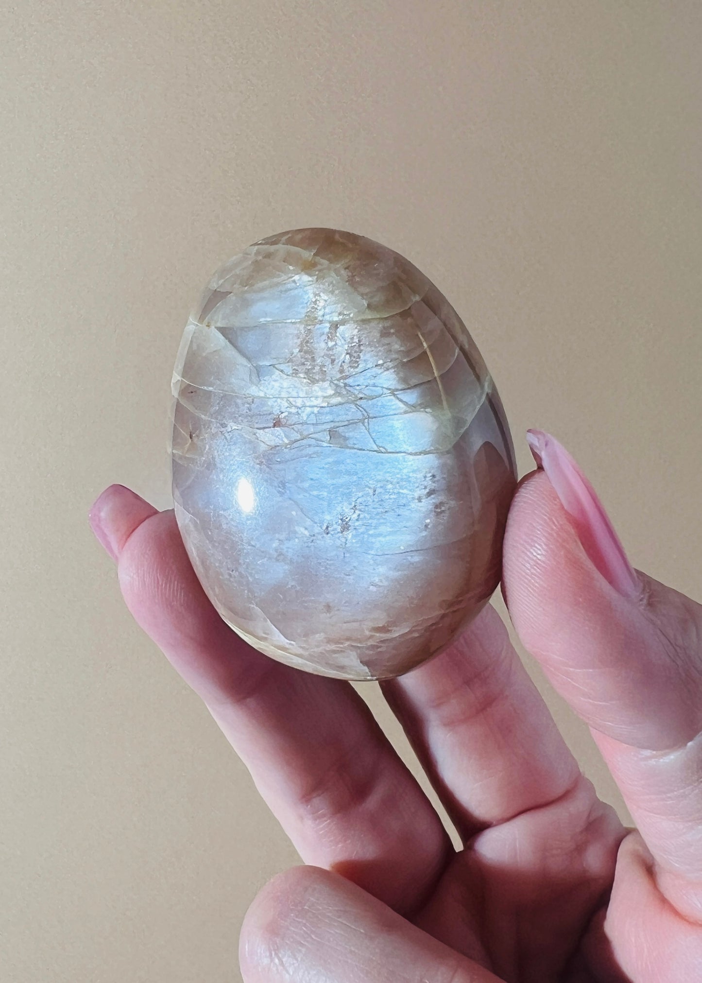 Peach Moonstone Palm Stone