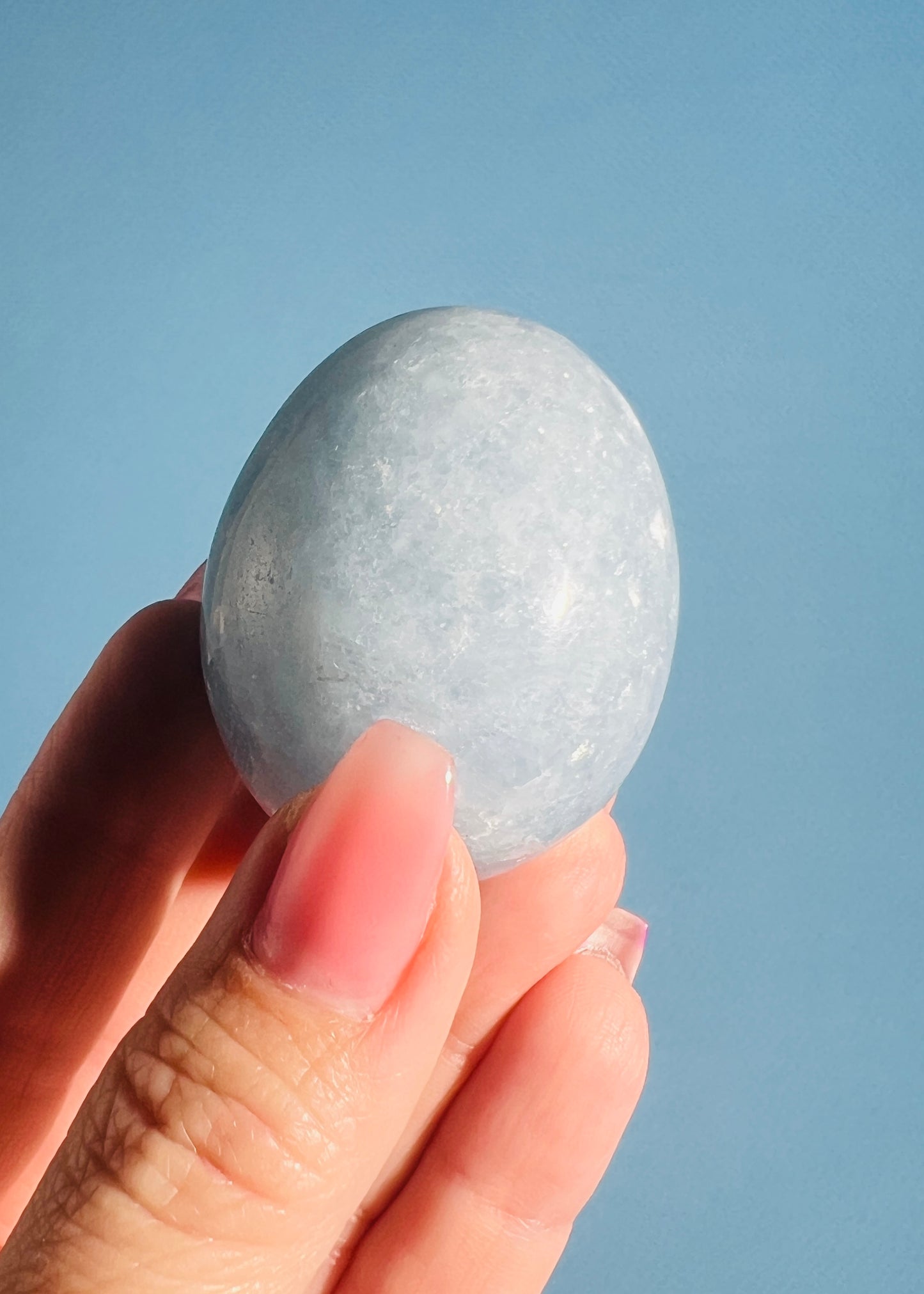 Blue Calcite Palm Stone
