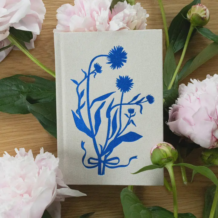 Mini Linen Journal - Blue Flora