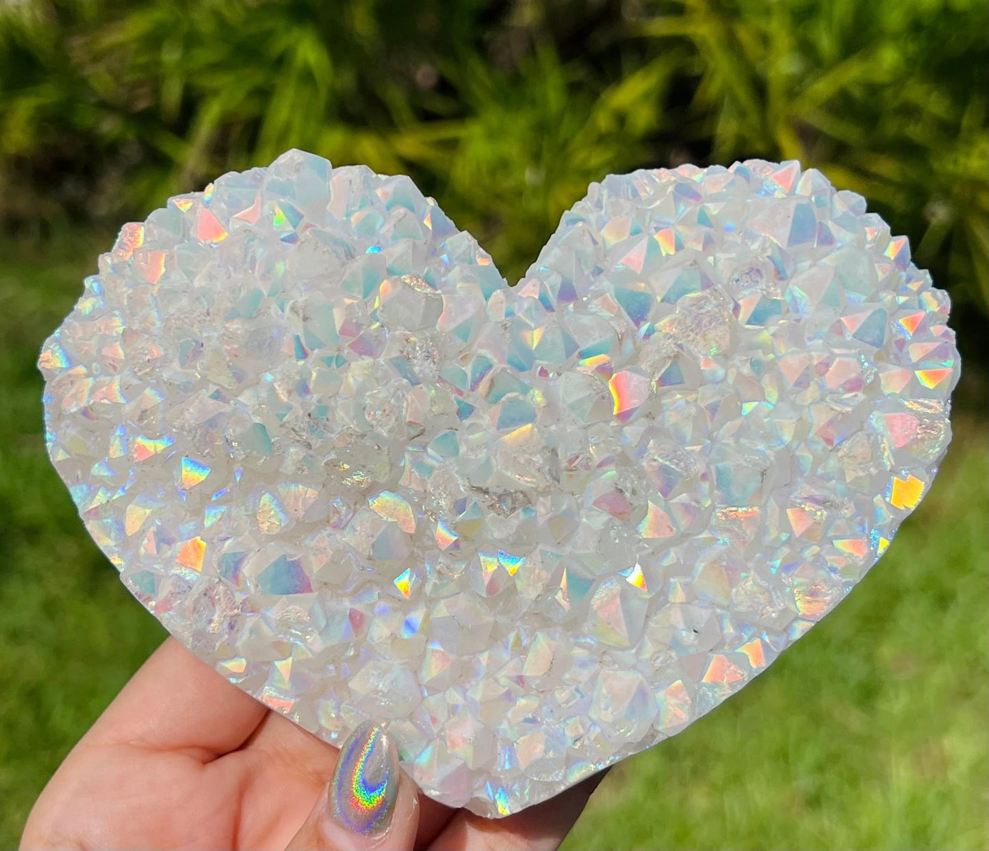 Druzy Aura Quartz Heart