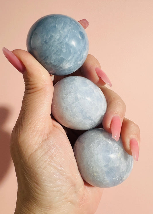 Blue Calcite Palm Stone