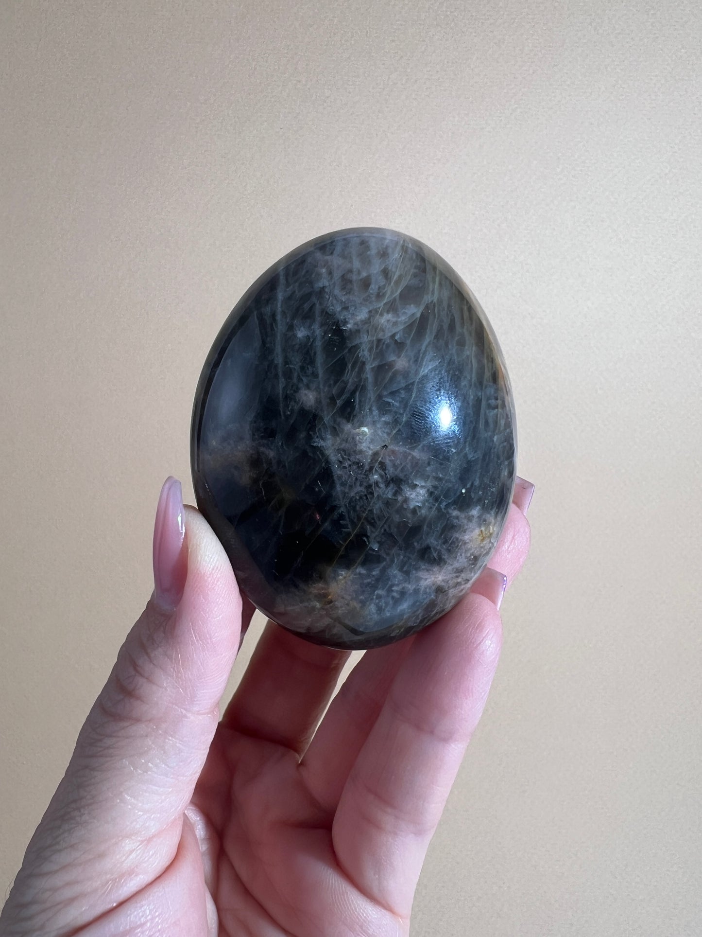 Black Moonstone Palm Stone