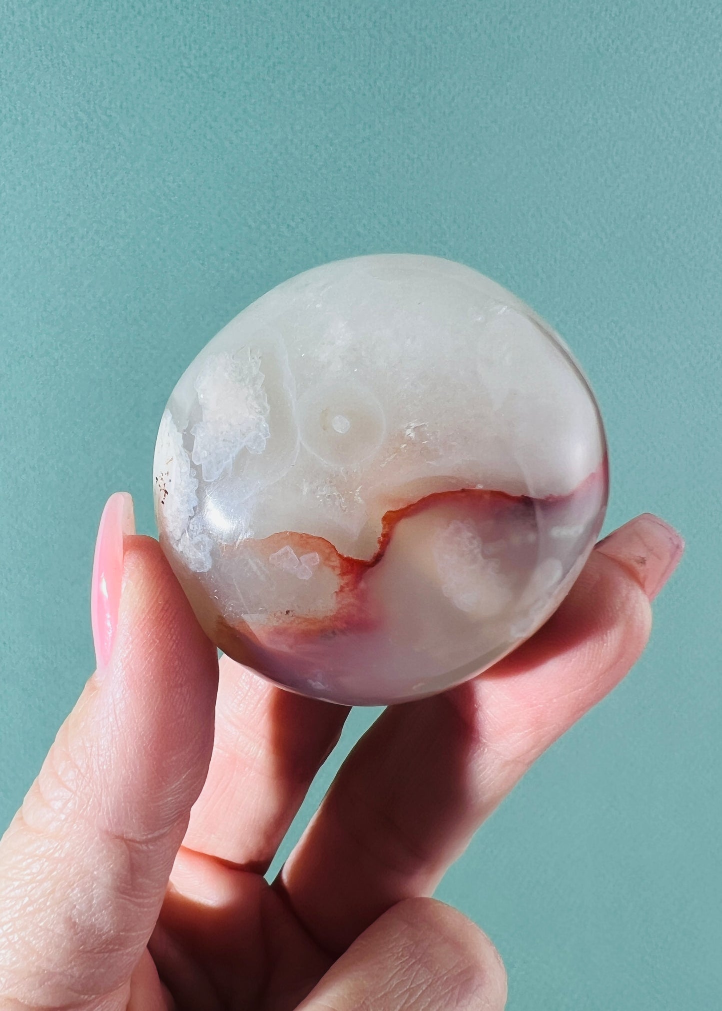 Flower Agate Palm Stone