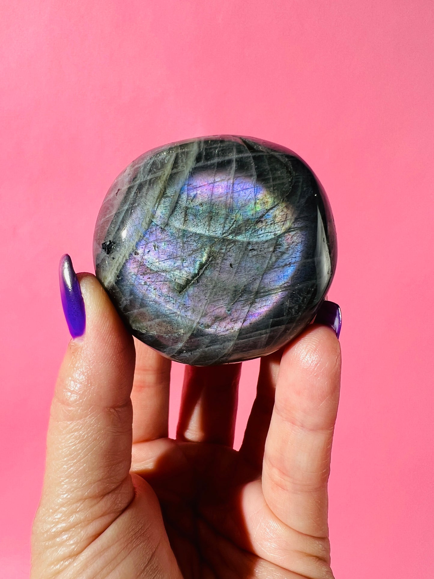 Flashy Labradorite Palm Stone