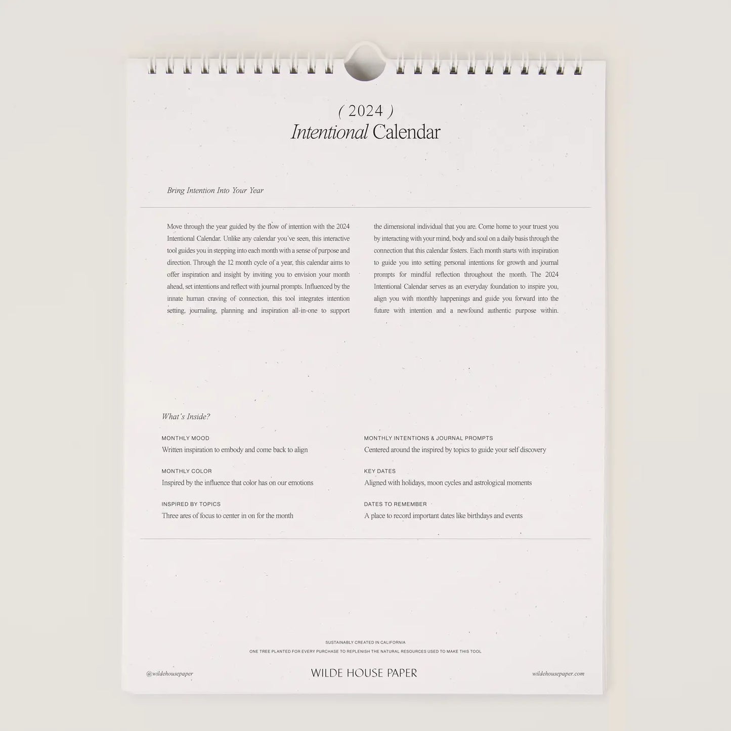 Intentional Wall Calendar