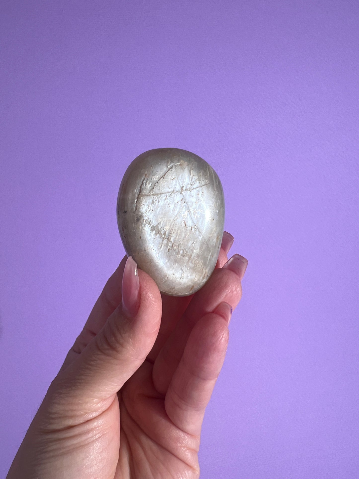 White Moonstone Palm Stone