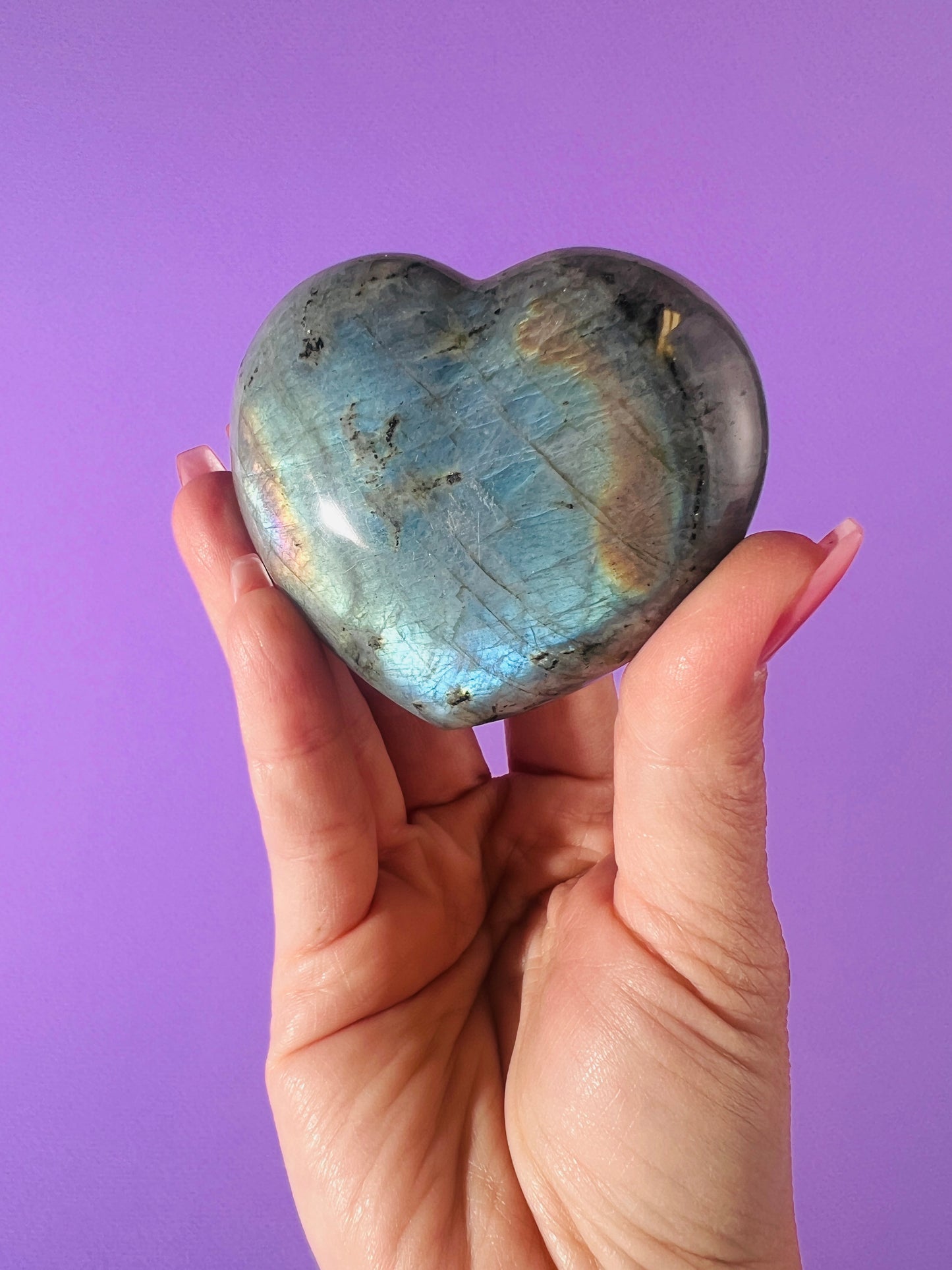 Labradorite Heart Palm Stone