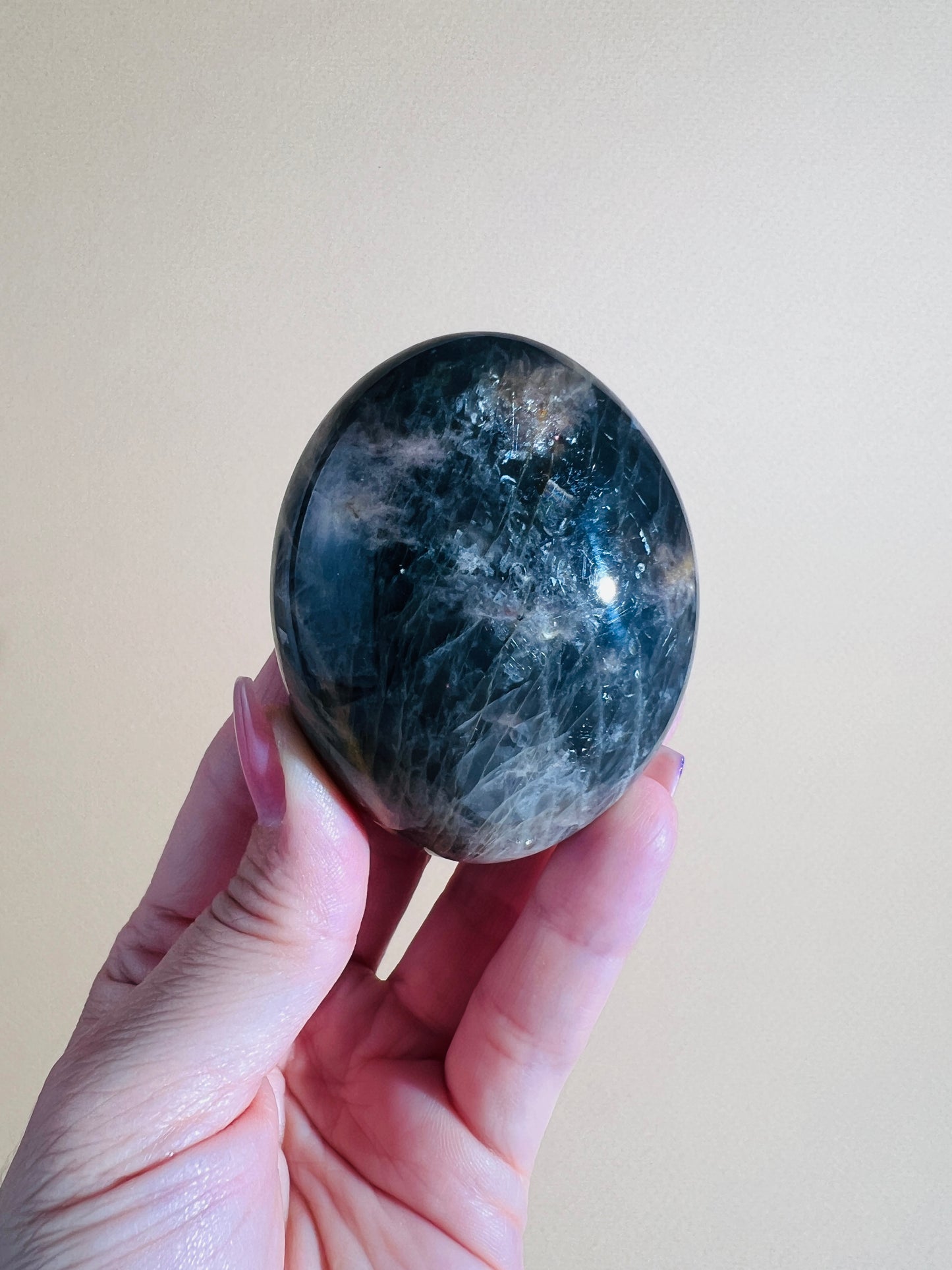 Black Moonstone Palm Stone