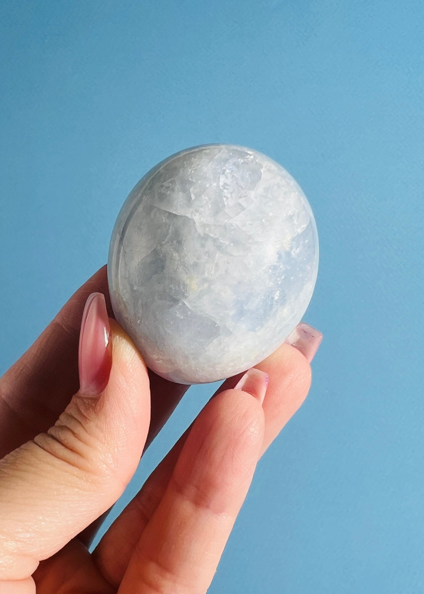 Blue Calcite Palm Stone