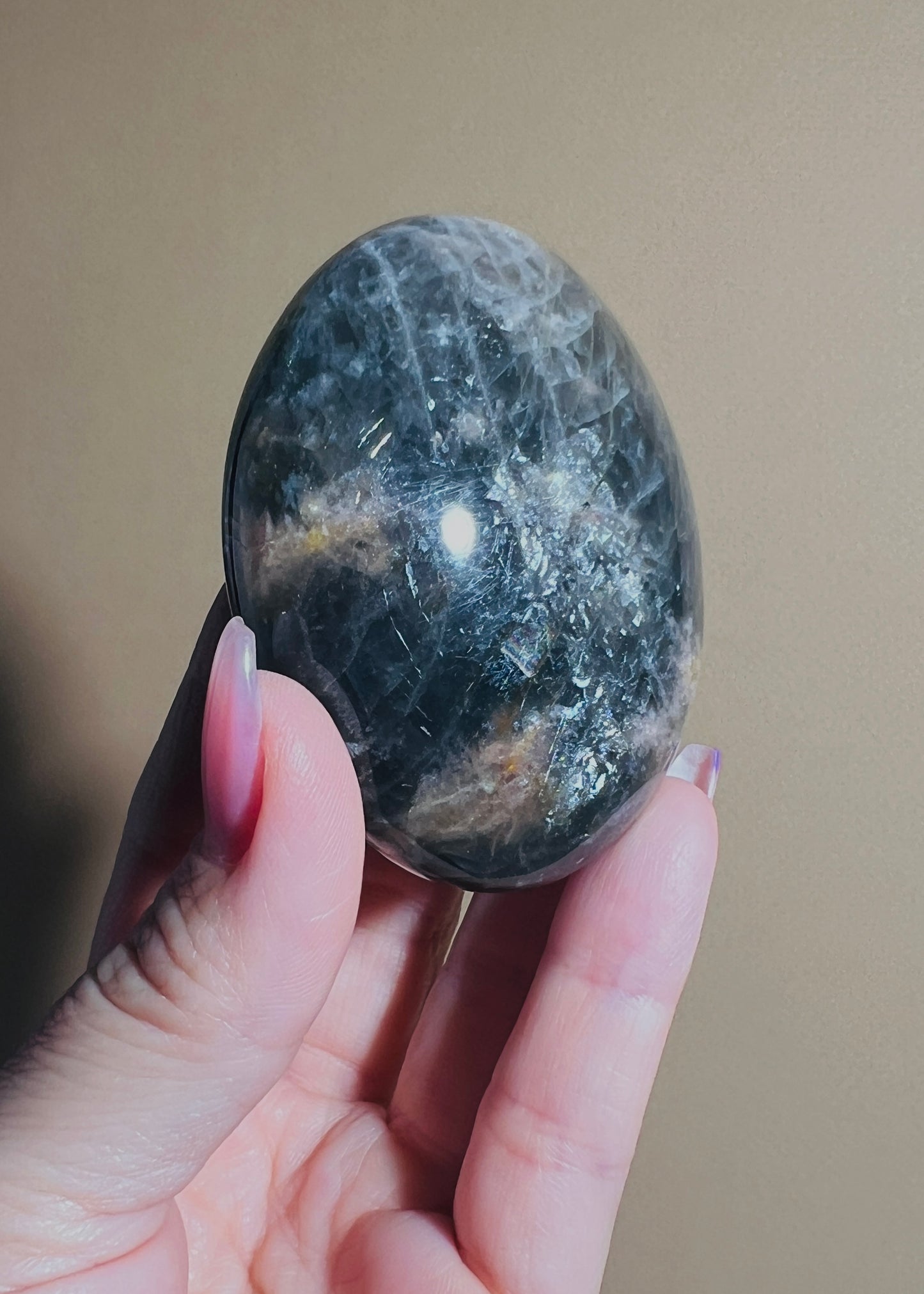Black Moonstone Palm Stone