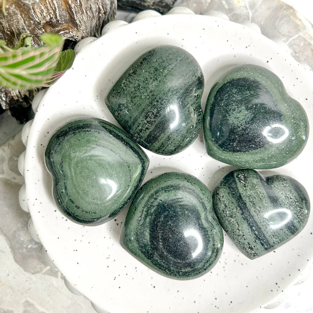 Green Hair Jasper Heart