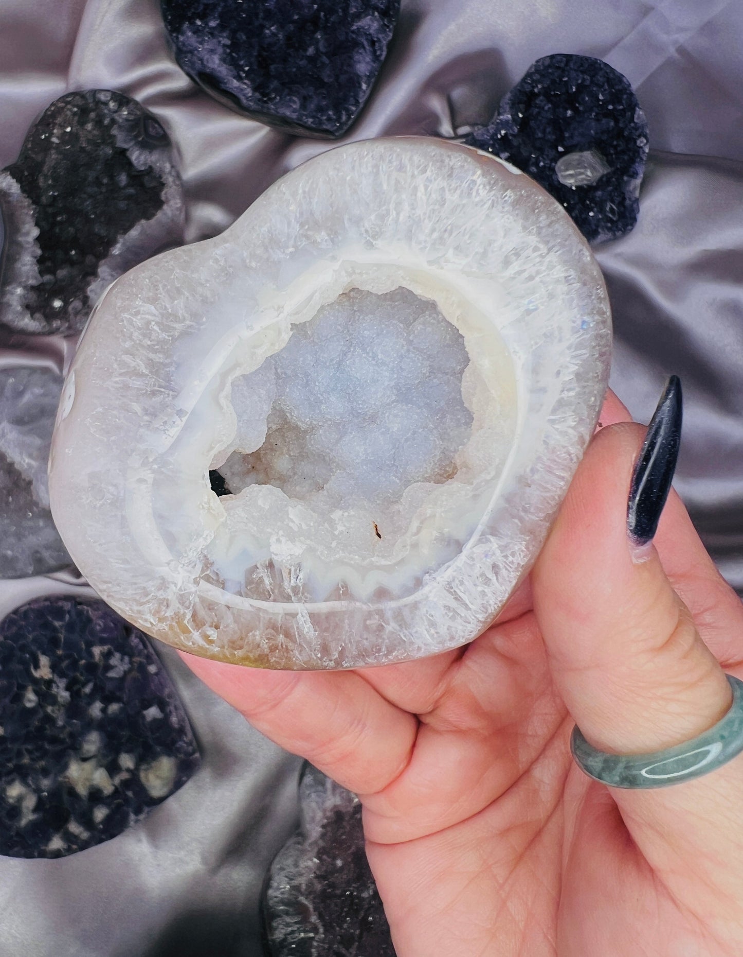 Rainbow Sugar Amethyst Heart-Glacier Mist