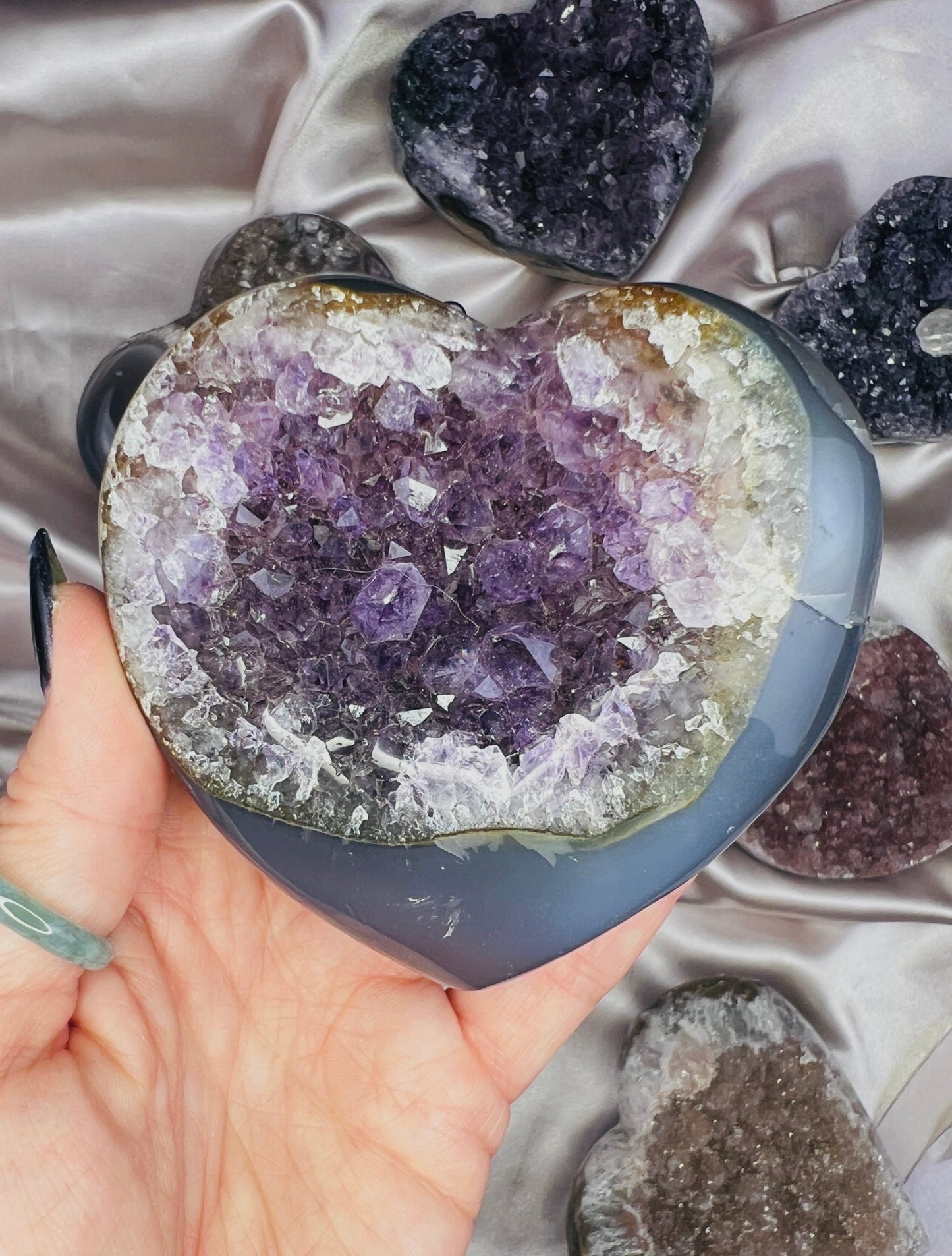 Rainbow Sugar Amethyst Heart-Violet Shadow