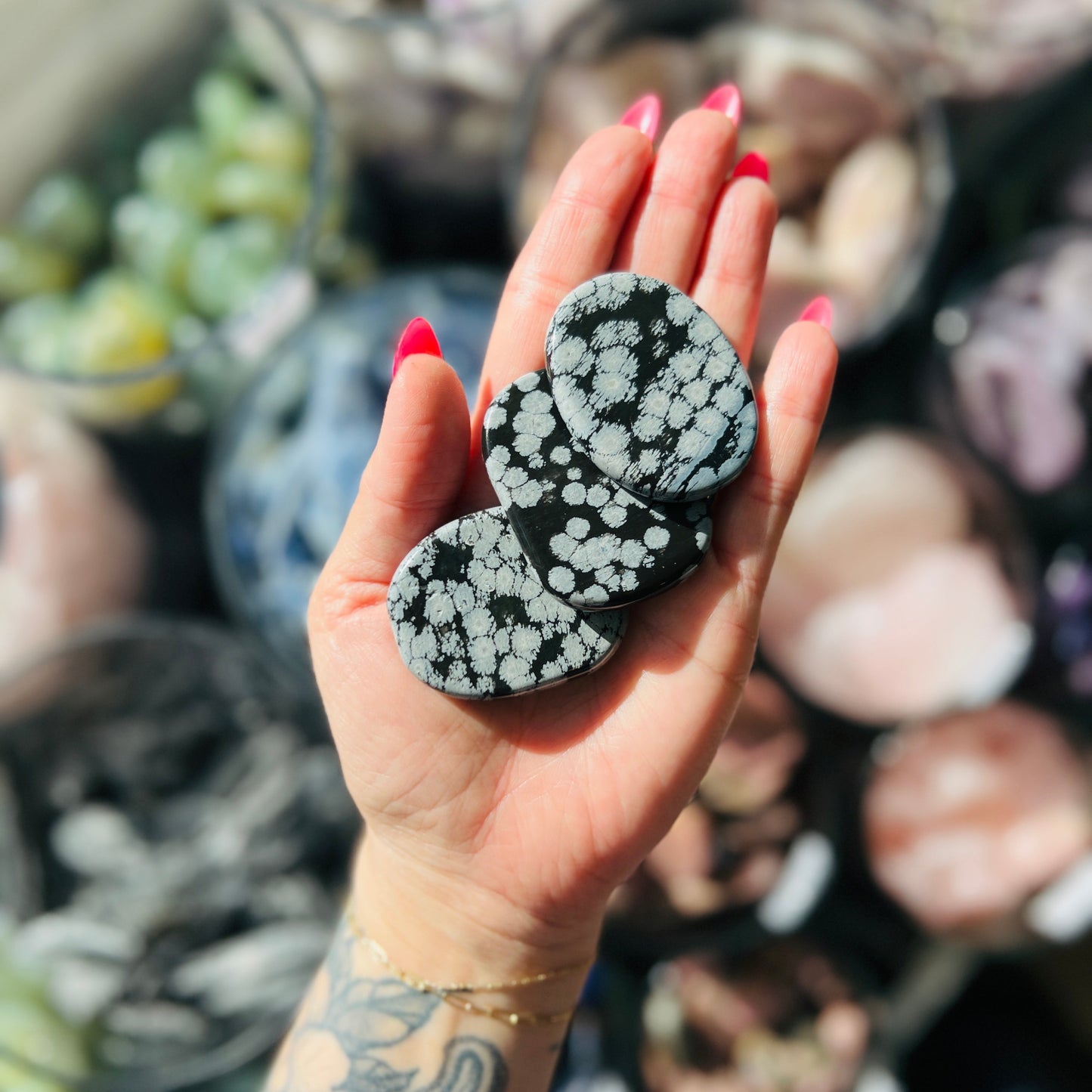 Snowflake Obsidian Flat Stone