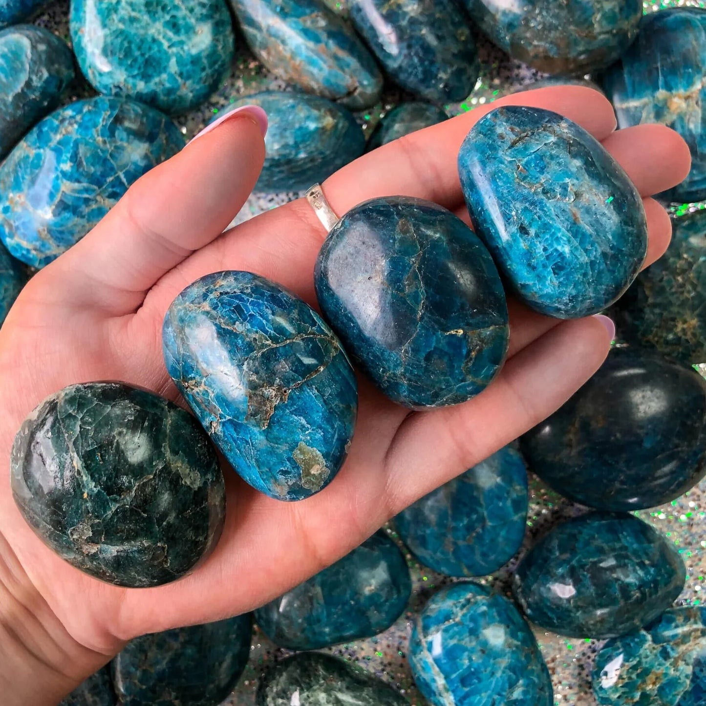 Blue Apatite Palmstone