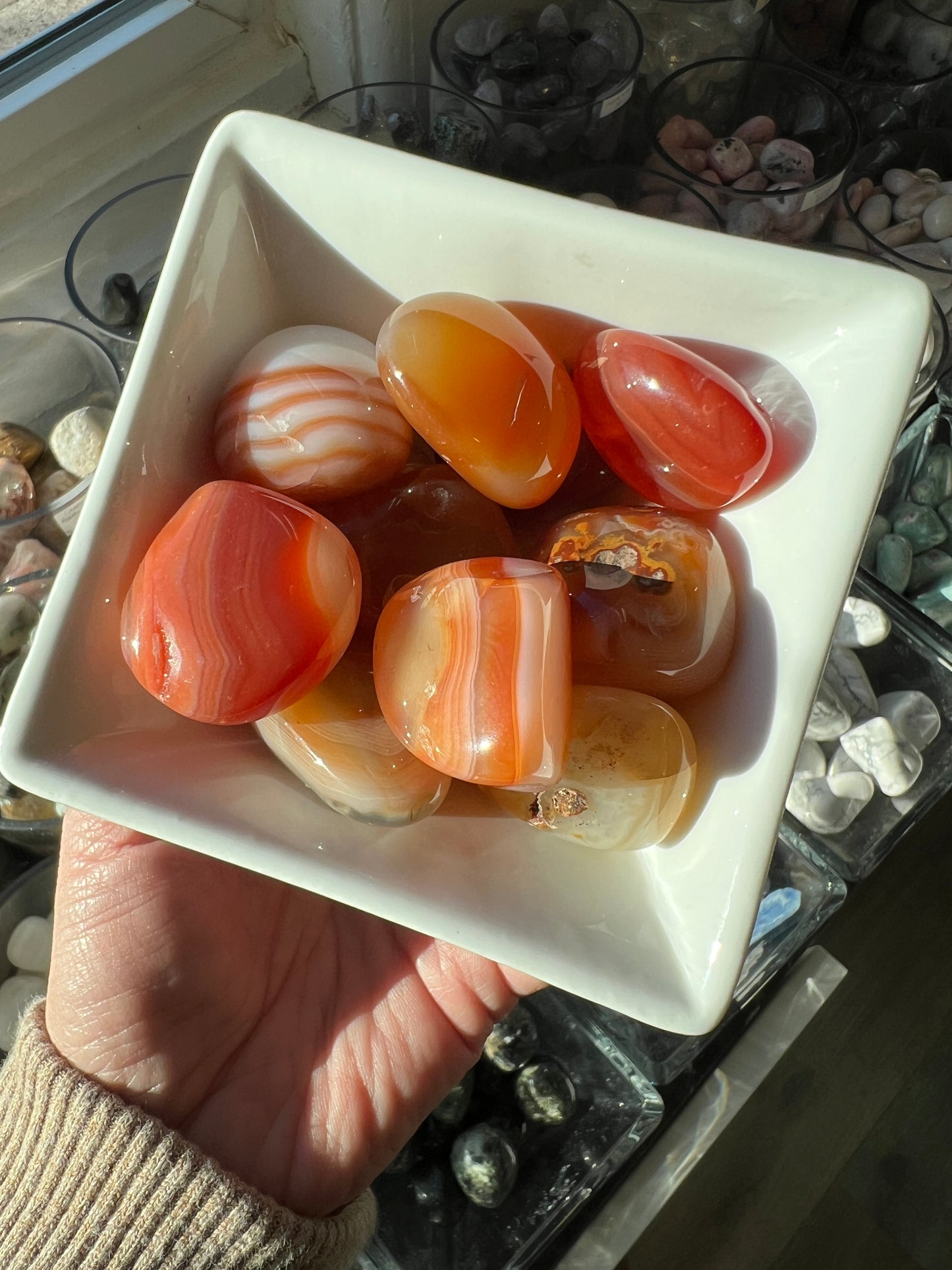 Banded Carnelian Tumbled Stone