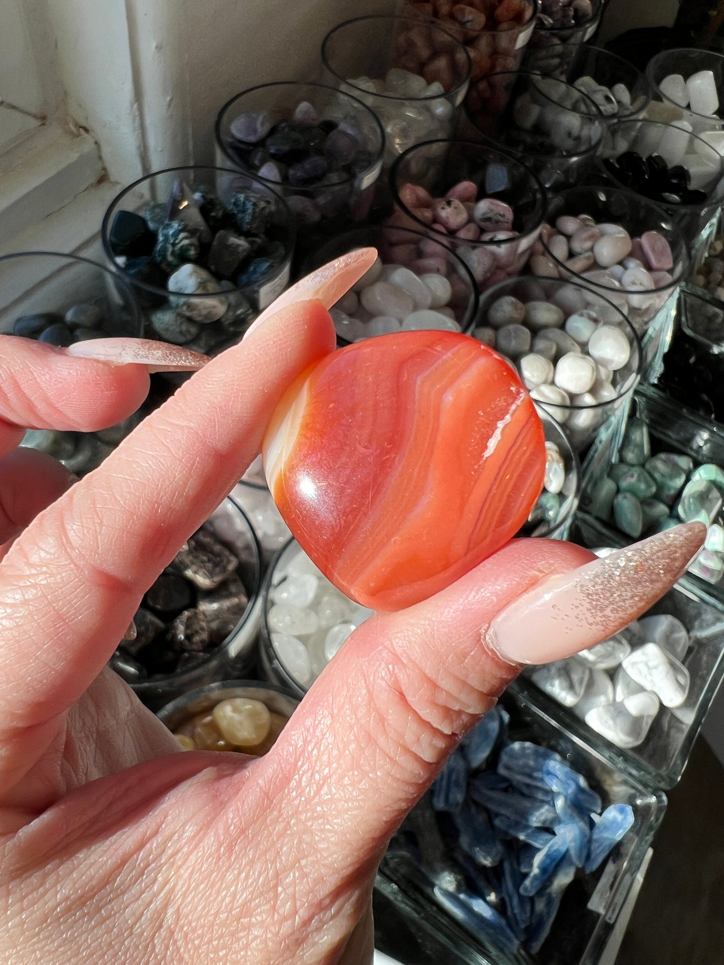 Banded Carnelian Tumbled Stone