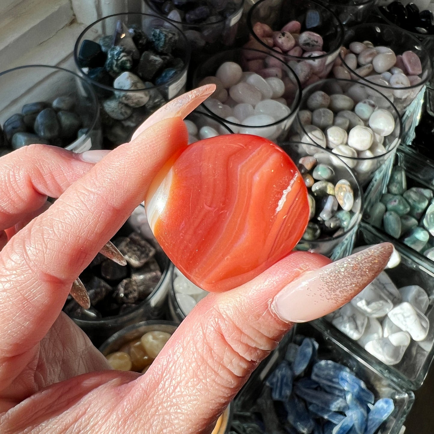 Banded Carnelian Tumbled Stone