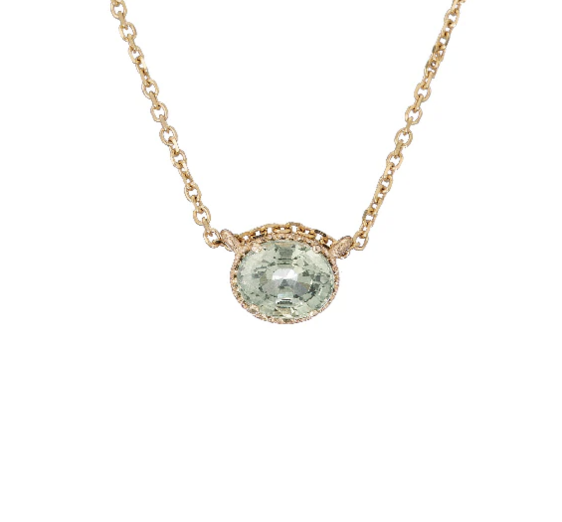 Green Sapphire Hope Necklace by Jennie Kwon
