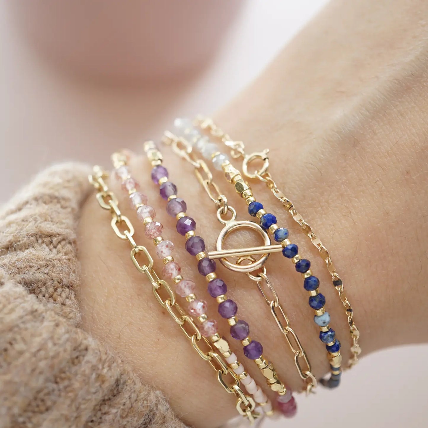 Rose Quartz Stacking Bracelet