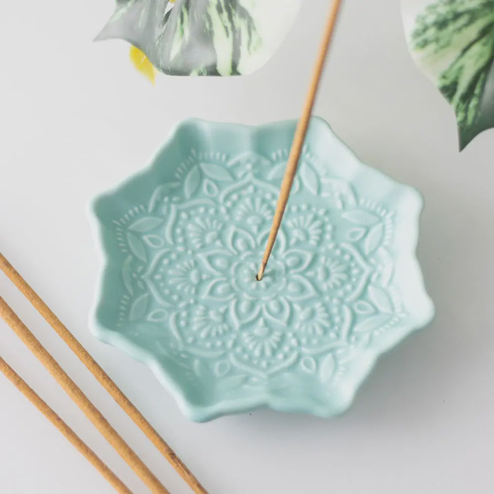 Blue Mandala Ceramic Incense Holder Plate