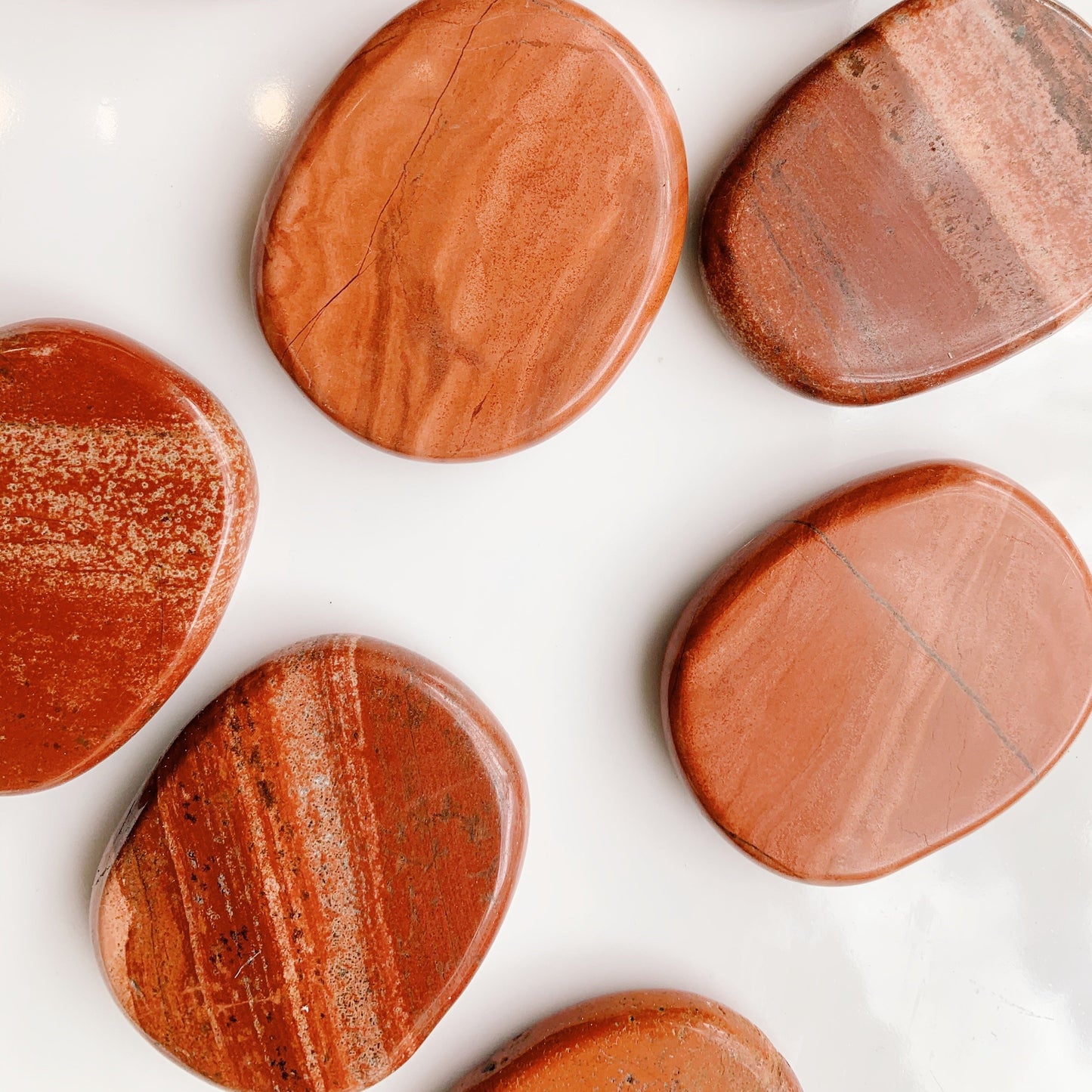 Red Jasper Flat Palm Stones
