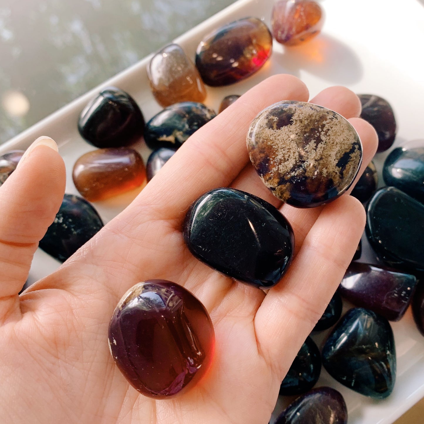 Dark Amber Tumbled Stone
