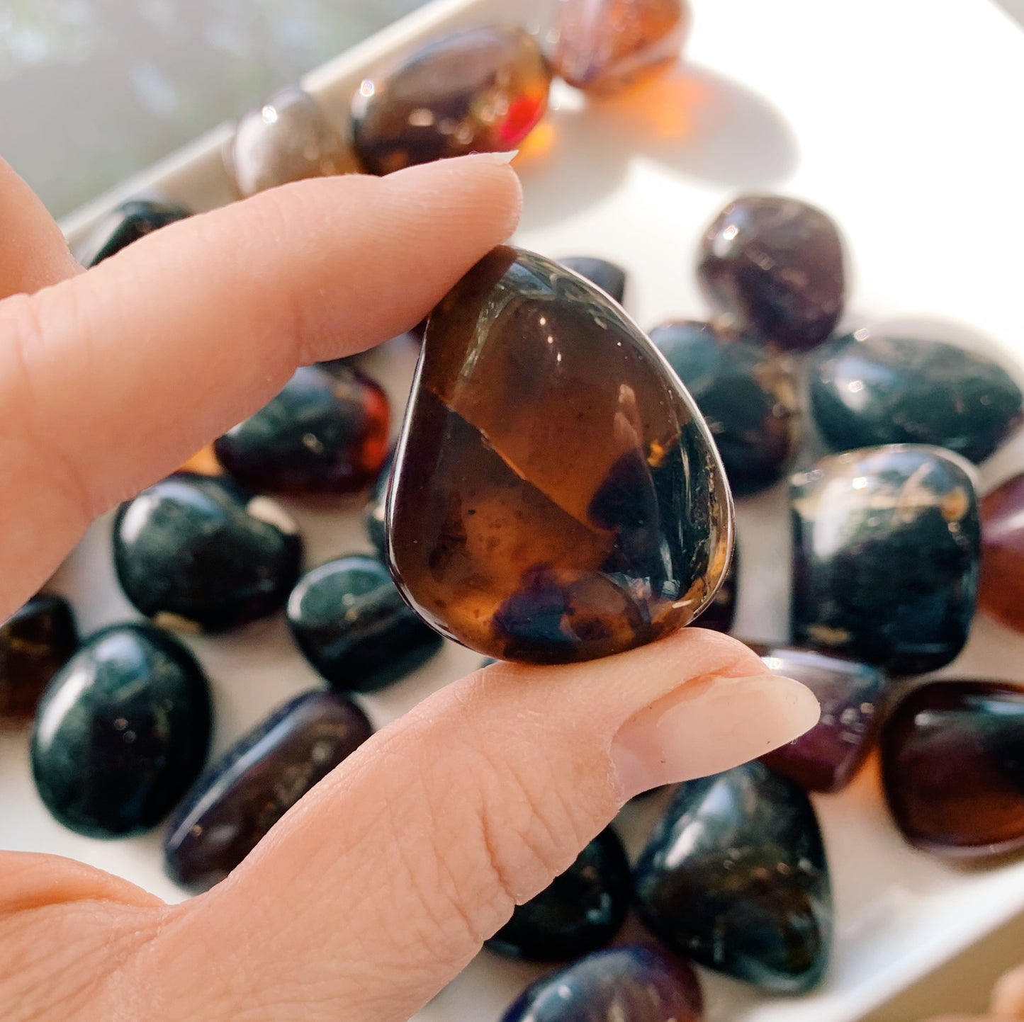 Dark Amber Tumbled Stone