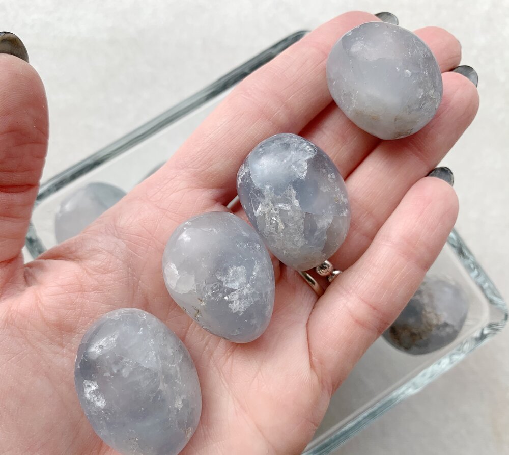 Blue Celestite - tumbled