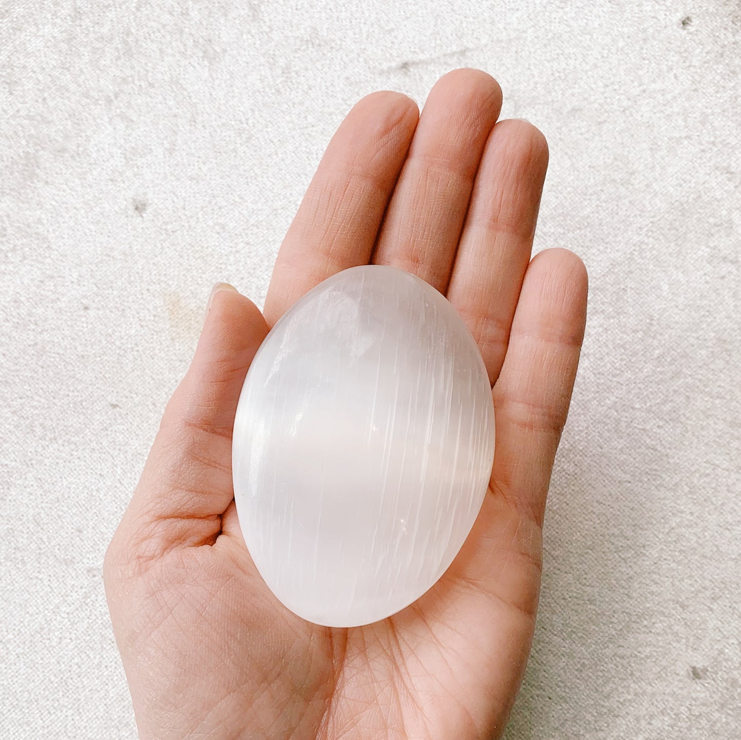 Selenite Palm Stone