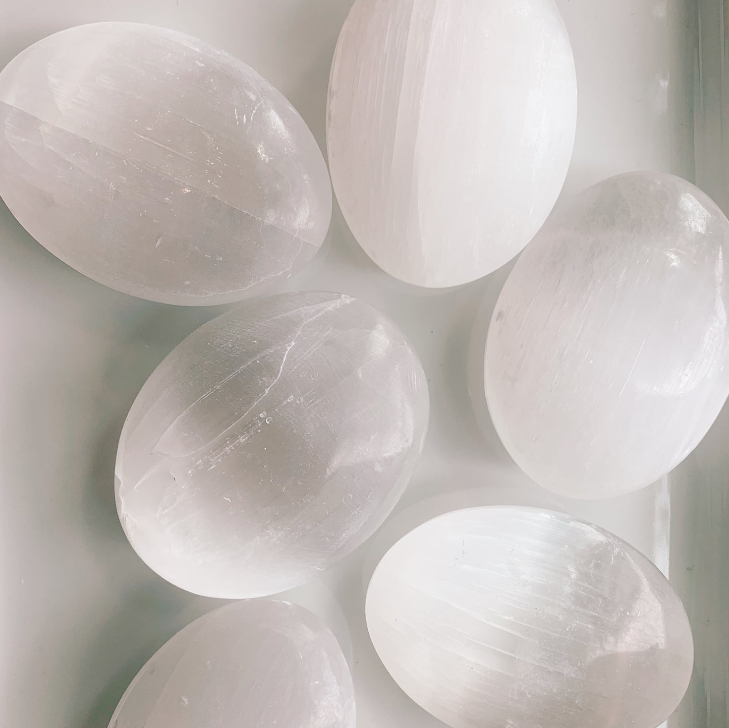 Selenite Palm Stone