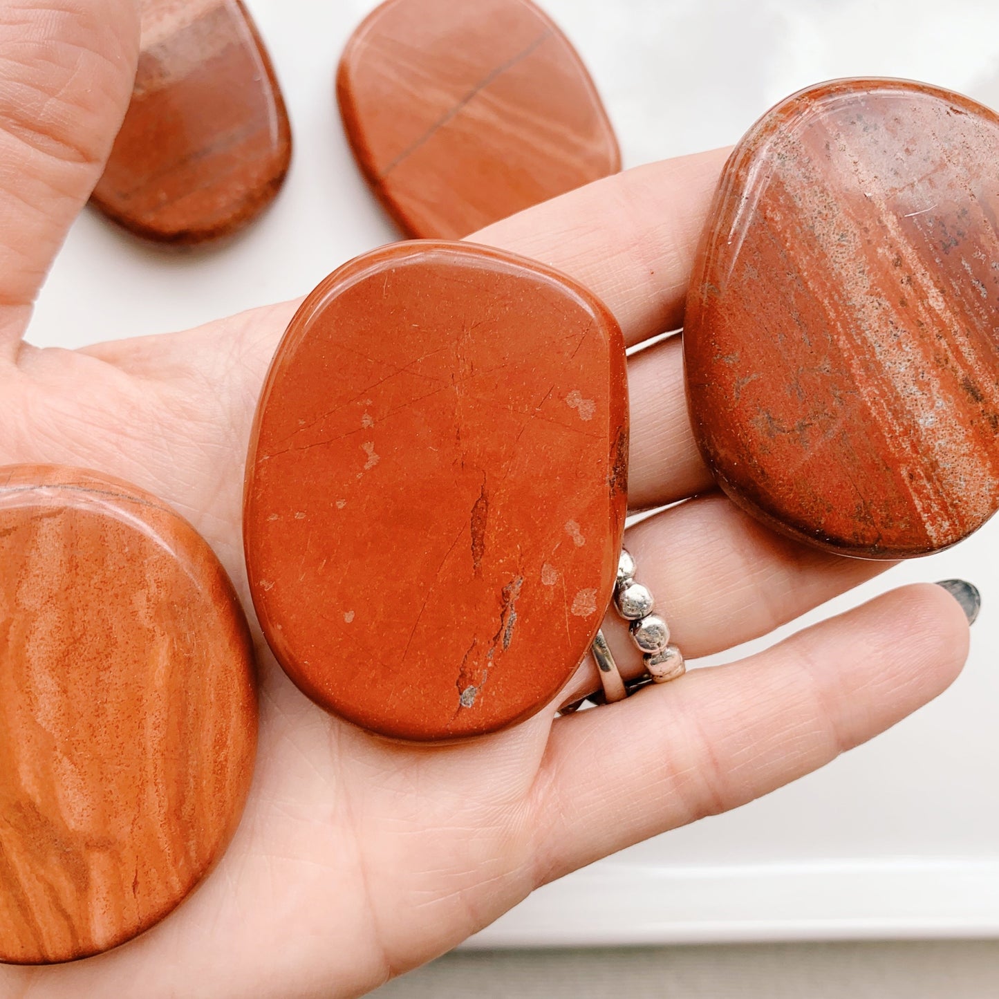 Red Jasper Flat Palm Stones