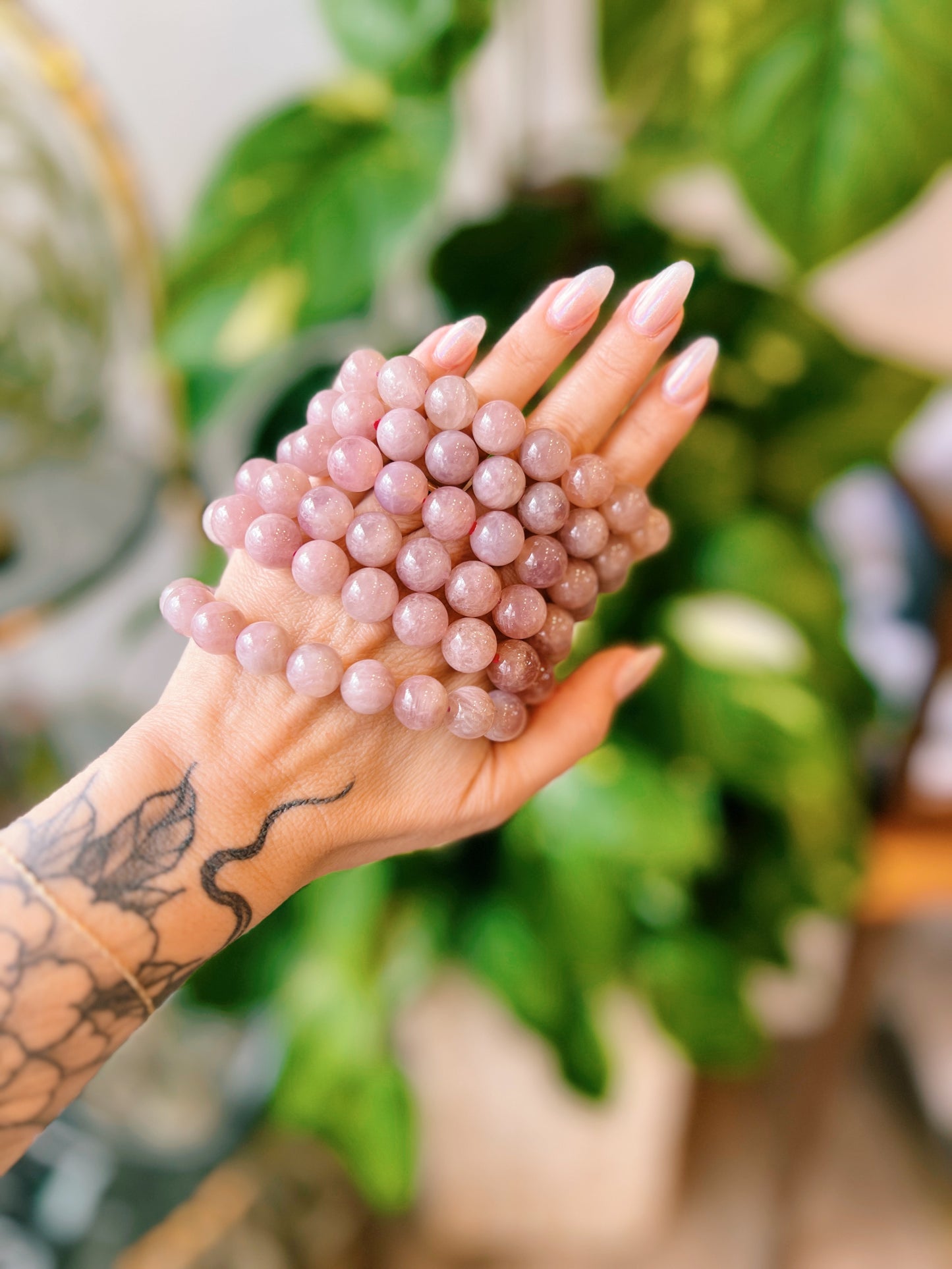 Lavender Rose Quartz Beaded Bracelet
