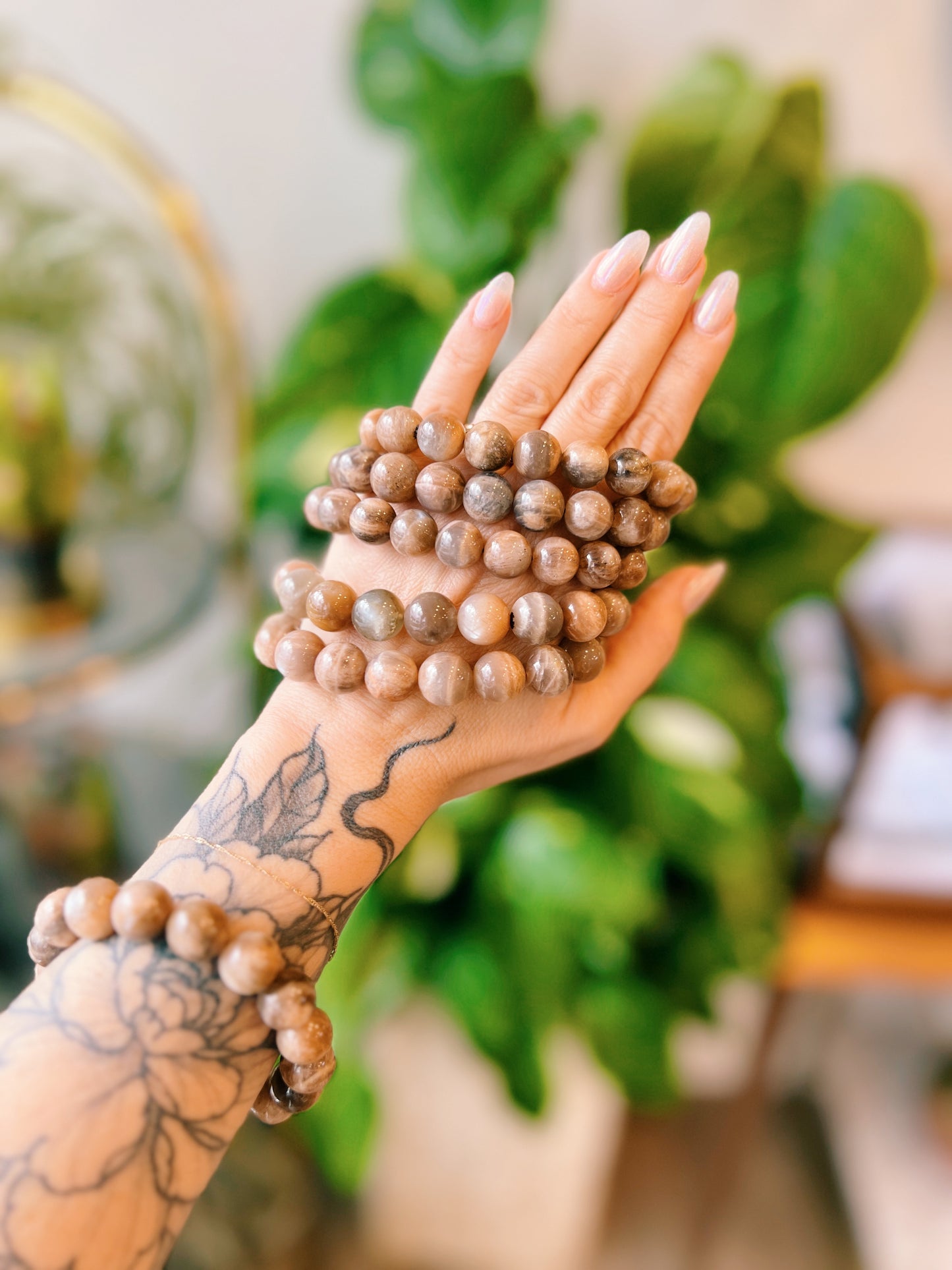 Black Moonstone Beaded Bracelet