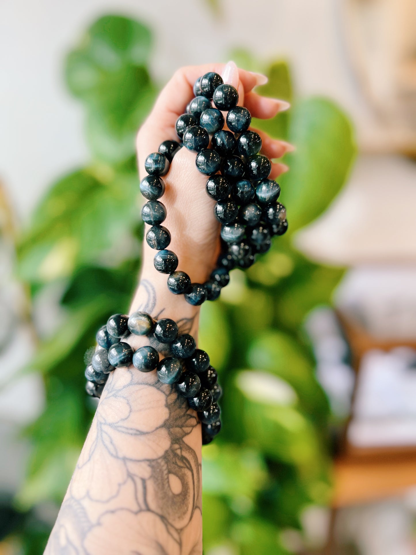 Blue Tiger's Eye Beaded Bracelet