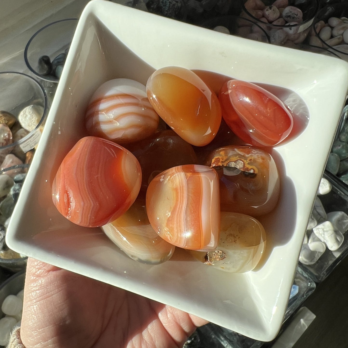 Banded Carnelian Tumbled Stone