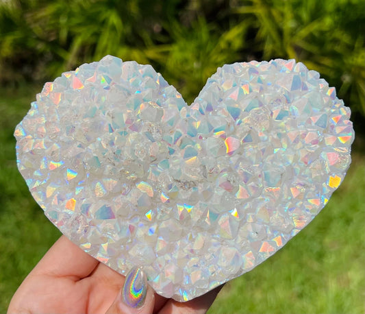 Druzy Aura Quartz Heart
