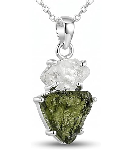 Moldavite and Pakimer Diamond Necklace