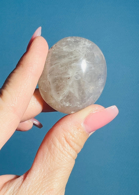 Girasol Blue Rose Quartz Palm Stone