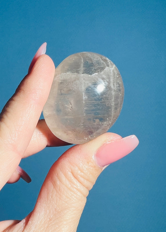 Girasol Blue Rose Quartz Palm Stone