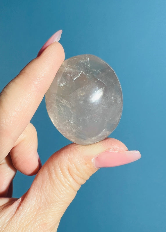Girasol Blue Rose Quartz Palm Stone