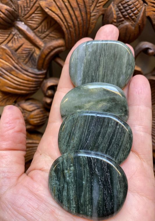 Green Hair Jasper Flat Stone
