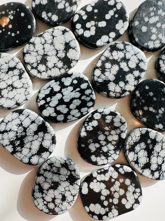 Snowflake Obsidian Flat Stone