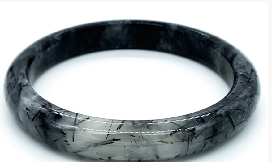 Black Rutile Bangle Bracelet