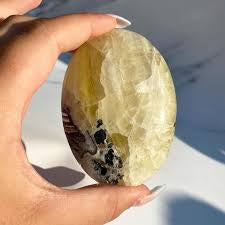 Lemon Calcite Palm Stone