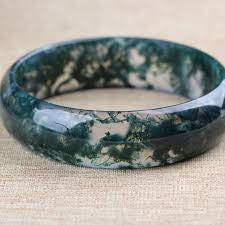 Moss Agate Bangle Bracelet