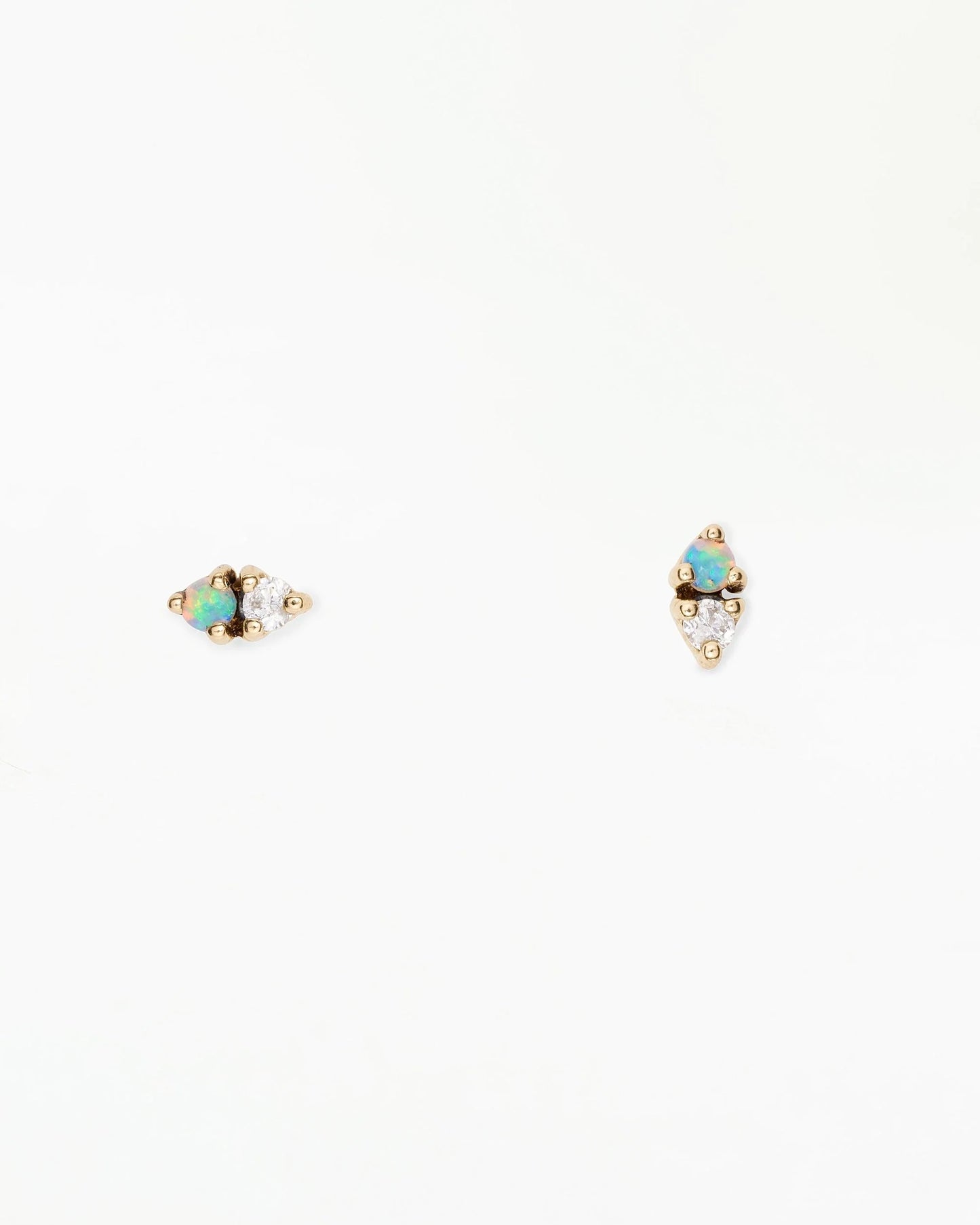 Opal and Diamond Two Step Single Earring by Wwake
