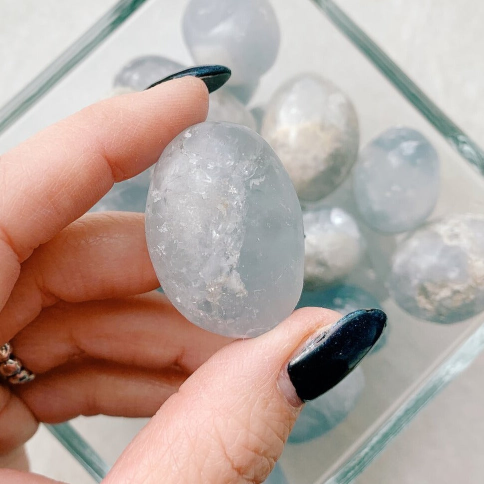 Blue Celestite - tumbled