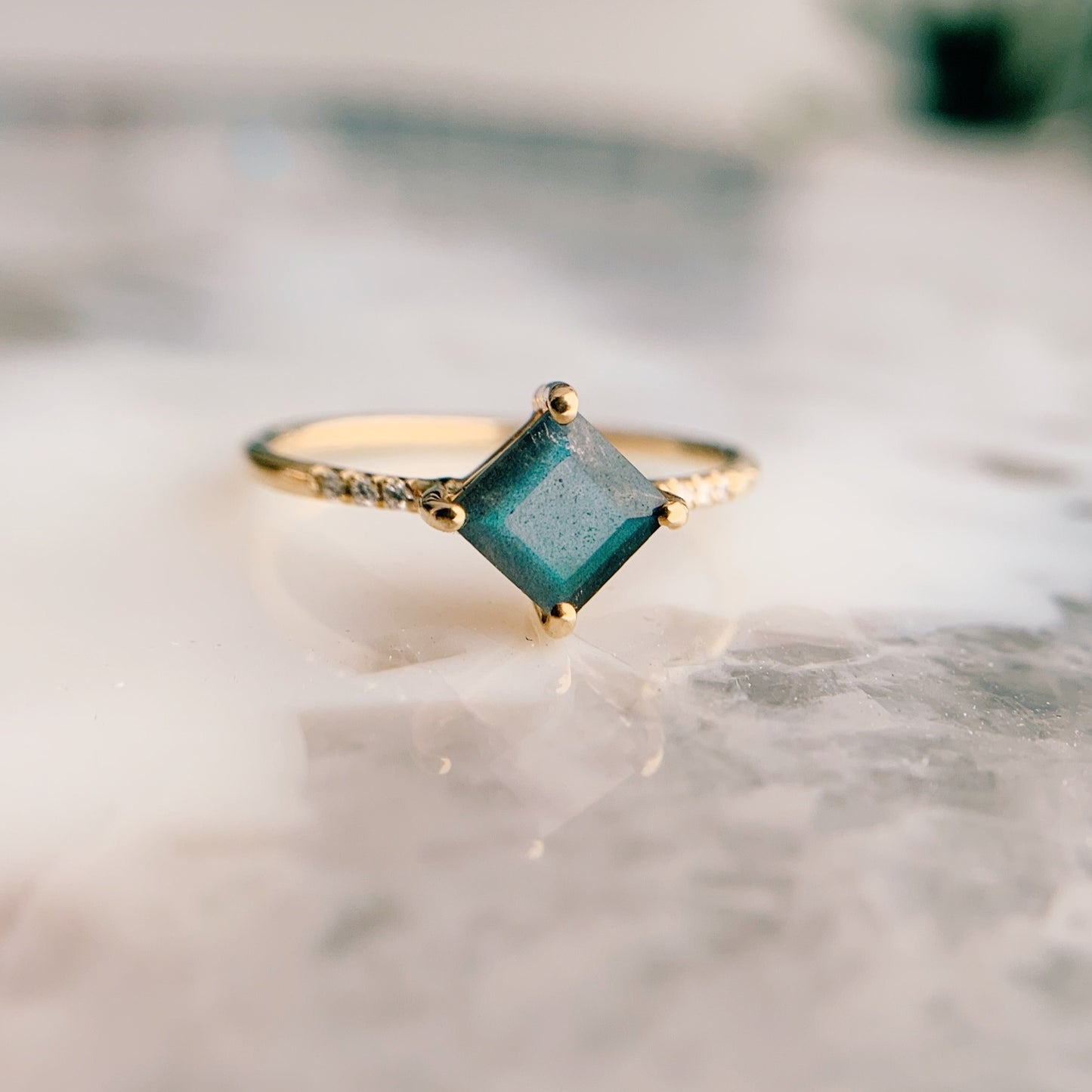 Labradorite Point Equilibrium Ring